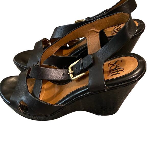 Sofft Black Platforms Sz 6 Leather Uppers No Scuffs, Scrapes on Heels. - Picture 2 of 7